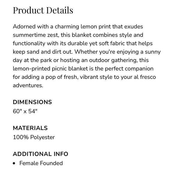 KATE SPADE new york picnic sheet, lemons, 100% polyester, 60”x54” NWT - Picture 8 of 15